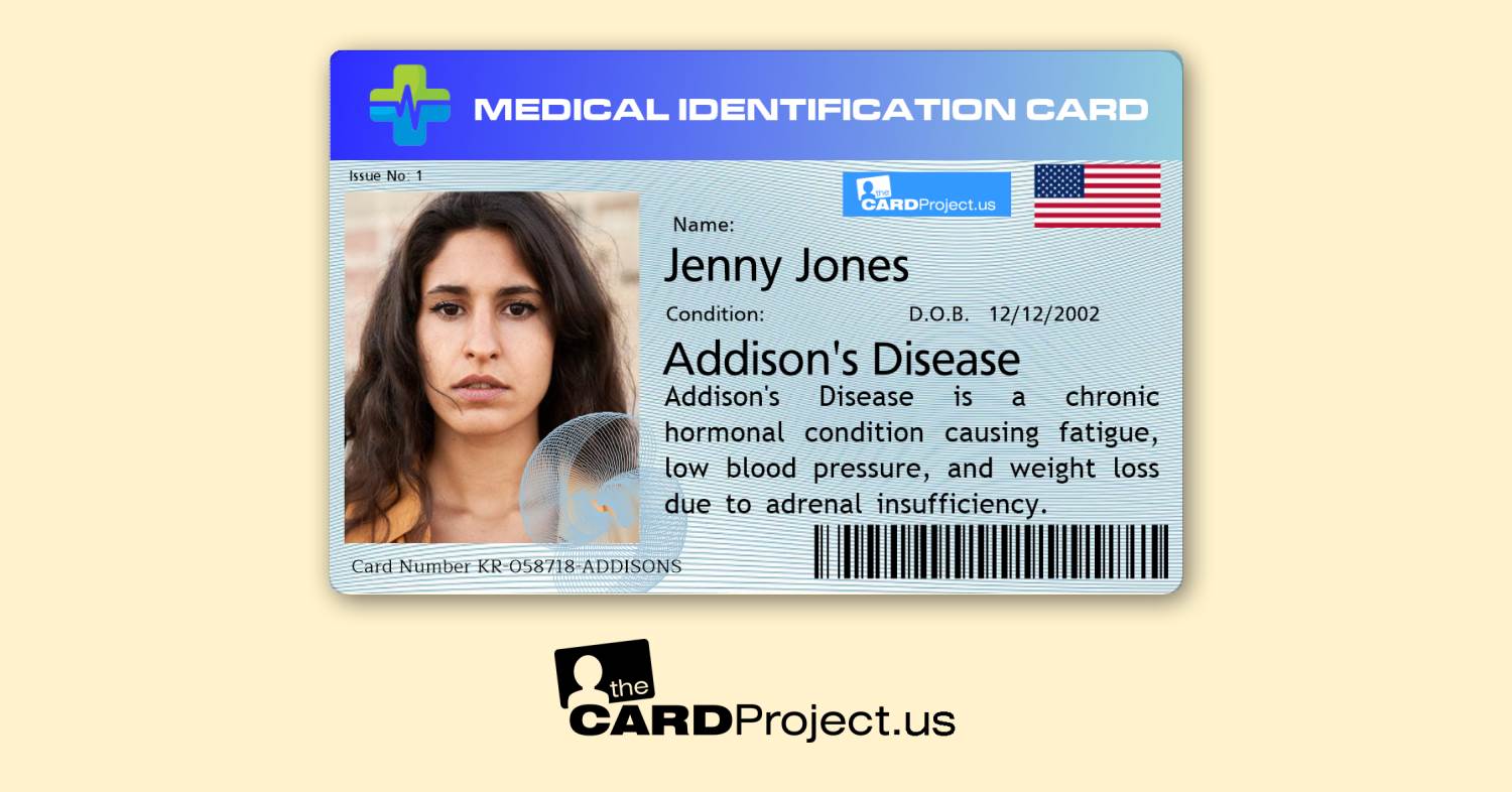 Addison's Disease Premium Medical Card (FRONT)